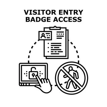 Visitor entry badge access system control concept Stock Illustration