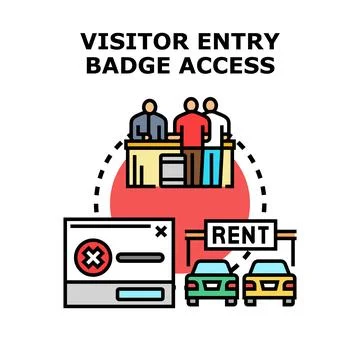 Visitor entry badge access system concept illustration Stock Illustration