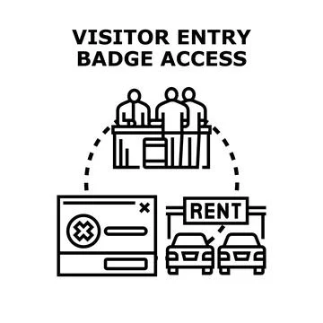 Visitor entry badge access system concept illustration Stock Illustration