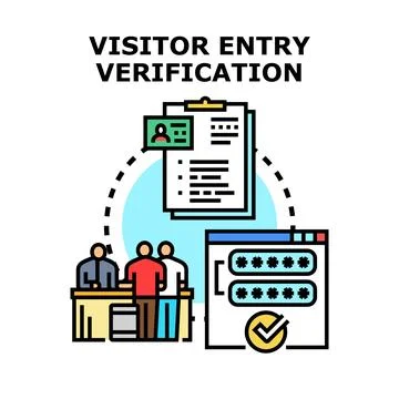 Visitor entry verification process concept illustration Stock Illustration