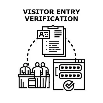 Visitor entry verification process concept illustration Stock Illustration