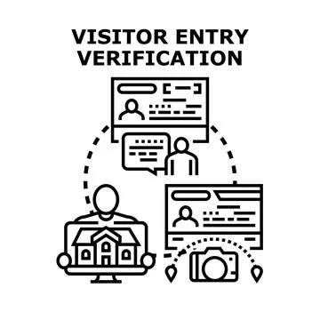 Visitor entry verification process illustrating secure access control Stock Illustration