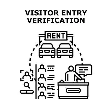 Visitor entry verification for rental services concept Stock Illustration