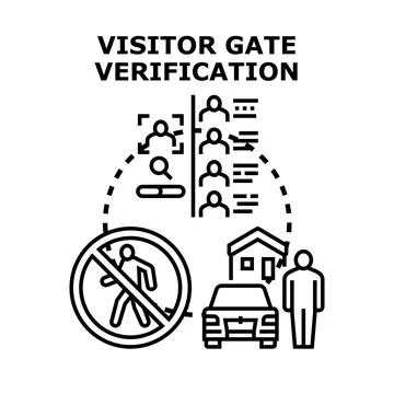 Visitor gate verification process for access control entry Illustrazione stock