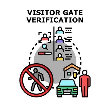 Visitor gate verification process for access control entry Stock Illustration