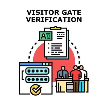 Visitor gate verification process for access control Stock Illustration