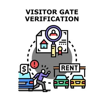 Visitor gate verification process for community access イラスト素材