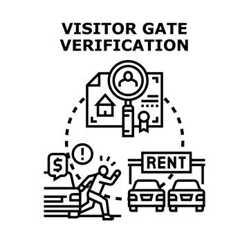 Visitor gate verification process for community access 스톡 일러스트
