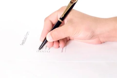 Visitor Giving Excellent Feedback Foto stock