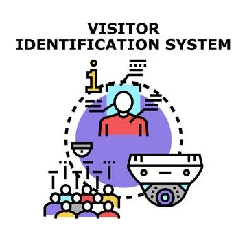 Visitor identification system analyzing personal data for security Stock Illustration