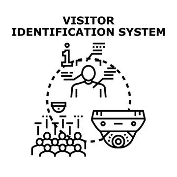 Visitor identification system analyzing personal data for security Stock Illustration