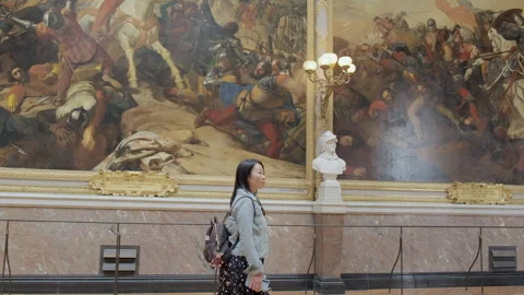 Visitor in the main hall of Palace of Versailles, Paris, France, Video Video stock 280266399