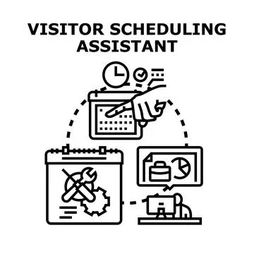 Visitor managing schedule assistant planning appointments concept Stock Illustration