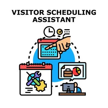 Visitor managing schedule assistant planning appointments concept Stock Illustration
