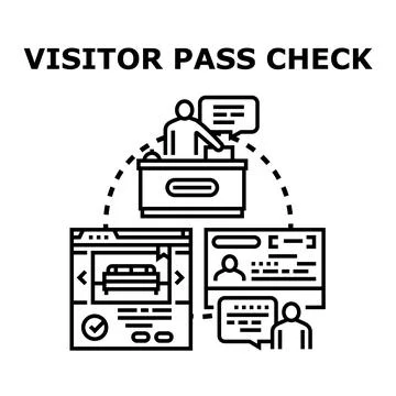 Visitor pass check process security control system Stock Illustration
