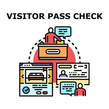 Visitor pass check process security control system Stock Illustration