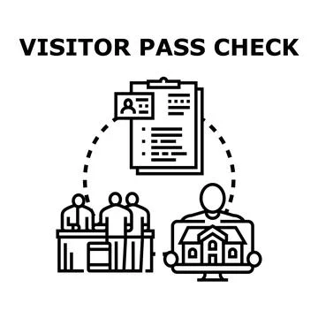 Visitor pass checking for building access control Stock Illustration