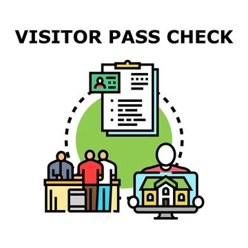 Visitor pass checking for building access control Stock Illustration