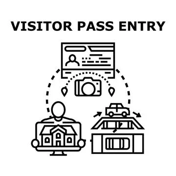 Visitor pass entry managing system access control Stock Illustration