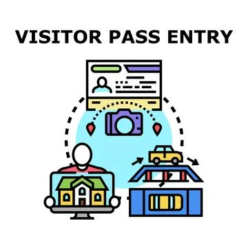 Visitor pass entry managing system access control 스톡 일러스트