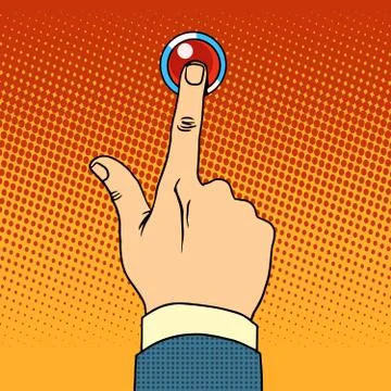 Visitor presses call button Stock Illustration