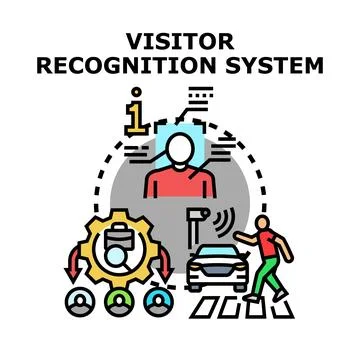 Visitor recognition system identifying people and vehicles Stock Illustration