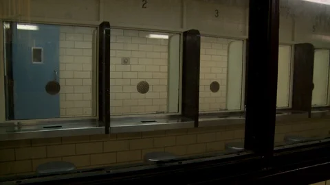 Visitor room in prison, interior correctional facility. Vídeo Stock 106523404