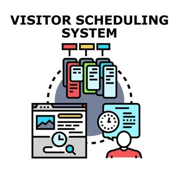 Visitor scheduling system managing appointments online Ilustración de archivo