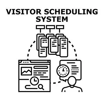 Visitor scheduling system managing appointments online Ilustración de archivo