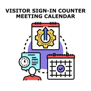 Visitor sign in process and meeting scheduling calendar Stock Illustration