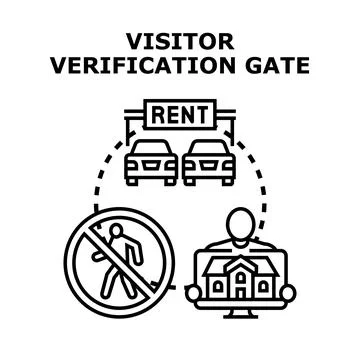 Visitor verification gate system concept vector illustration Illustrazione stock