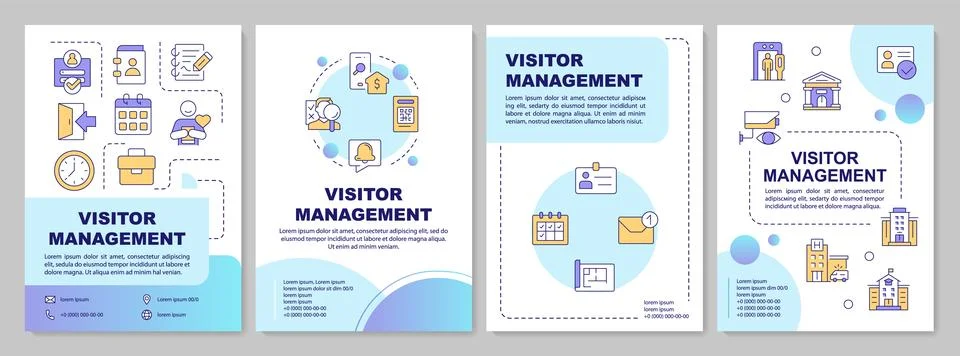 Visitors access management blue gradient brochure template Illustrazione stock
