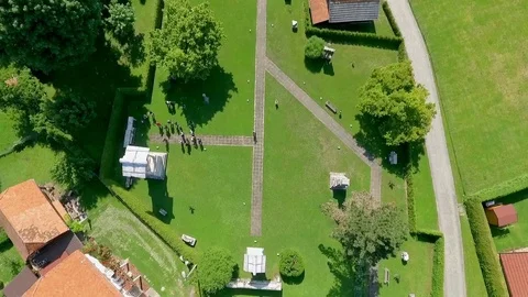 Visitors are observing the old Roman necropolis Stock Footage