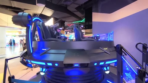 Visitors are playing games with virtual reality (VR) technology Stock Footage 319069561