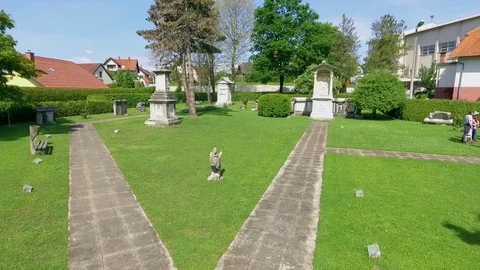 Visitors are visiting an old historical place Stock Footage