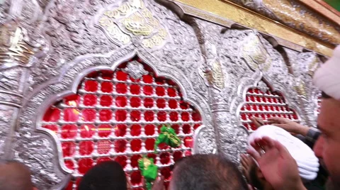 Visitors around the tomb of Imam Hussein, Karbala, Iraq 781 Stock Footage 45164665