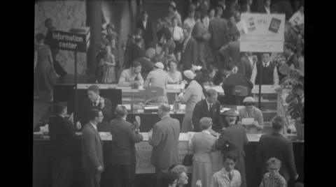 Visitors attending Brussels World's Fair, Belgium Stock Footage