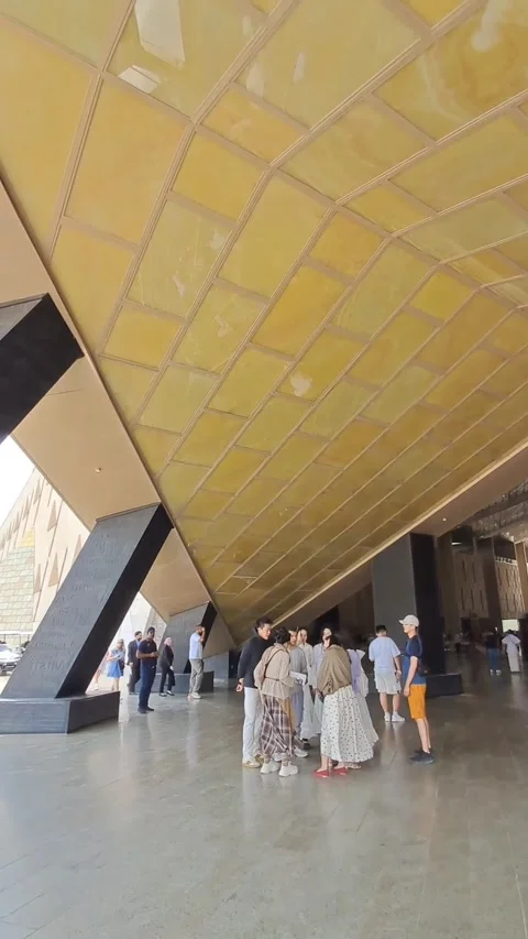 Visitors Beneath Architectural Overhang at GEM Stock Footage 345603832