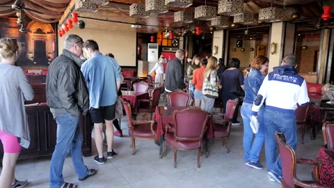 Visitors in the Cafe Stock Footage 130383077