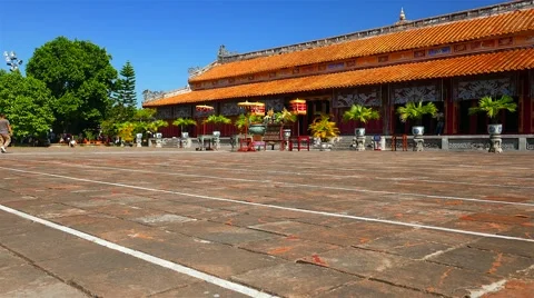 Visitors in Citadel. Hue. 4K resolution. Vietnam Stock Footage 52202247