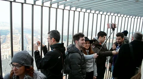 Visitors of the dome of St. Peter Basilica in Vatican, Italy. Video stock 62654499