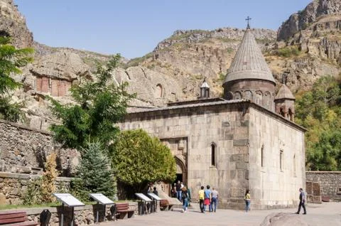 Visitors entering the monastery. Photos