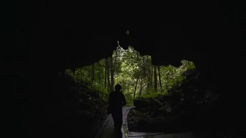 Visitors Exiting Cave and taking Video  Mulu Borneo 2 動画素材 231381493