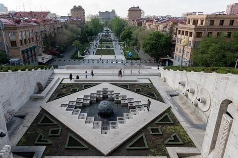 Visitors explore the Cascade complex in Yerevan Stock Photos