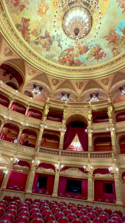 Visitors explore the Hungarian State Opera in Budapest Hungary Stock Footage 339287893