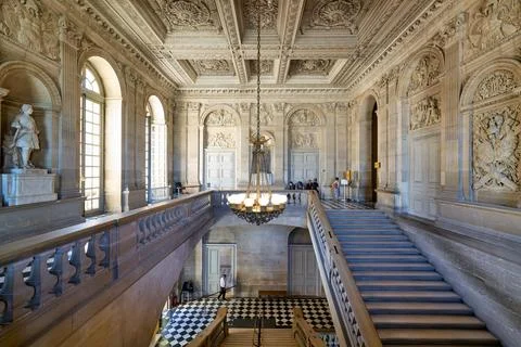 Visitors explore interior of Palace of Versailles in Paris France Stock Photos