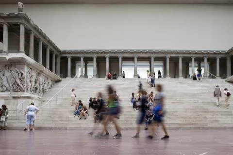 Visitors Explore the Pergamon Altar in the Pergamon Museum, Berlin Stock Photos