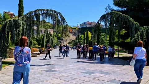 Visitors exploring Rike Park in Tbilisi Georgia Stock-Footage 339244228