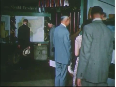 Visitors to a Firestone exposition learn about rubber plantations in Liberia, Video stock 74947889