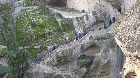 Visitors at Great Meteor monastery in Meteora, Greece, Dec 25, 2018 스톡 동영상 273011733